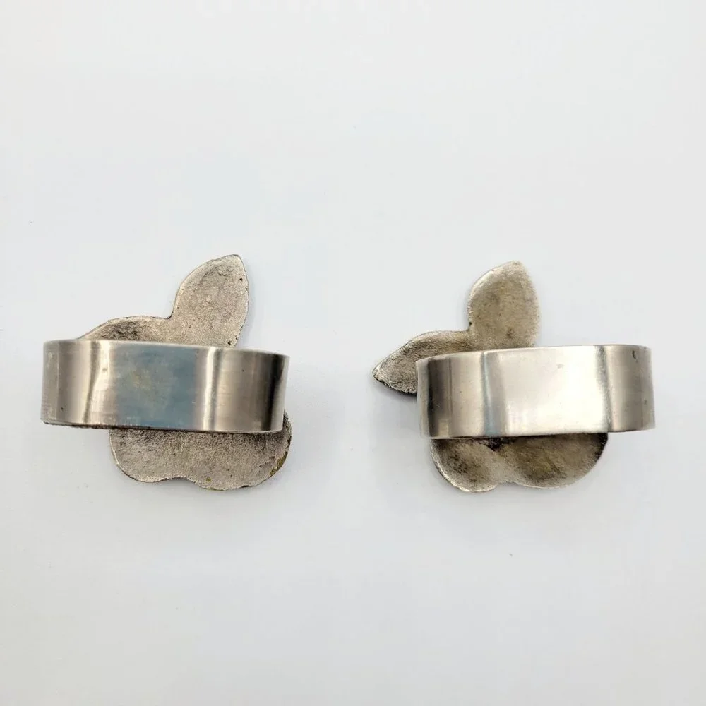 Metal Pear Shaped Napkin Rings Lot of 2 Fruit Silver Colored Food Replacement